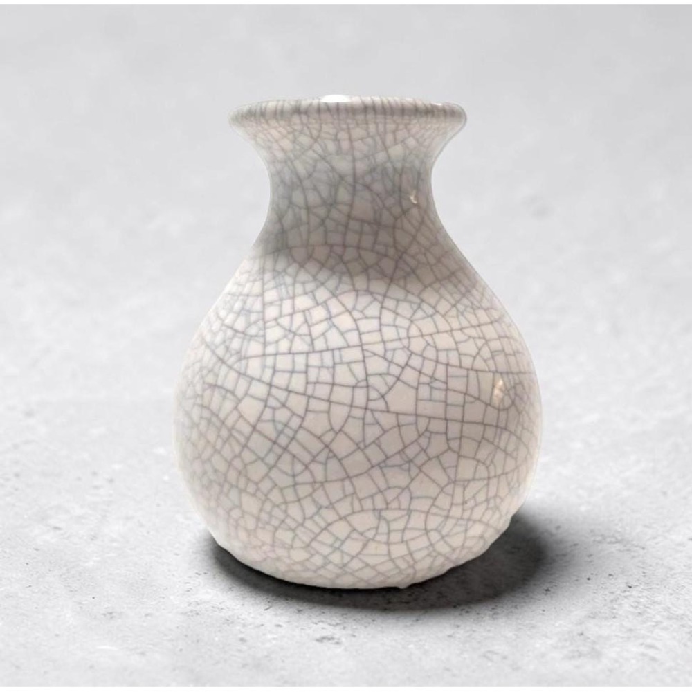 Mid-century West German miniature pottery vase with crackle, c. 1950s–1960s 3in